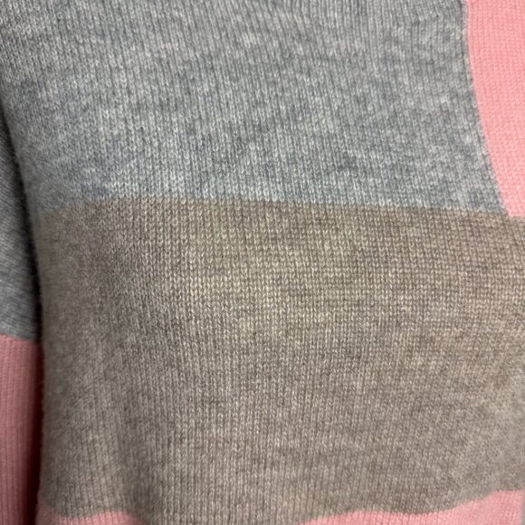 Magaschoni 100% Cashmere Turtleneck Sweater Colorblock Pink Gray - Picture 2 of 11